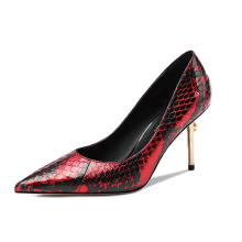 2019 High Heel Women's Pumps Red Snake Genuine Leather x19-c175 Ladies Women Dress Shoes Heels For Lady